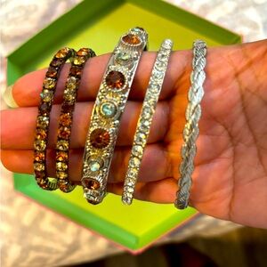 5 bangles silver topaz and brown